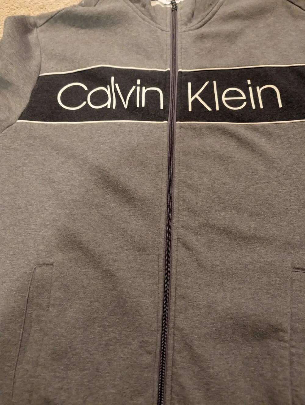 Calvin Klein Soft Touch Fleece Gray Zip-Up Jacket - Picture 4 of 14